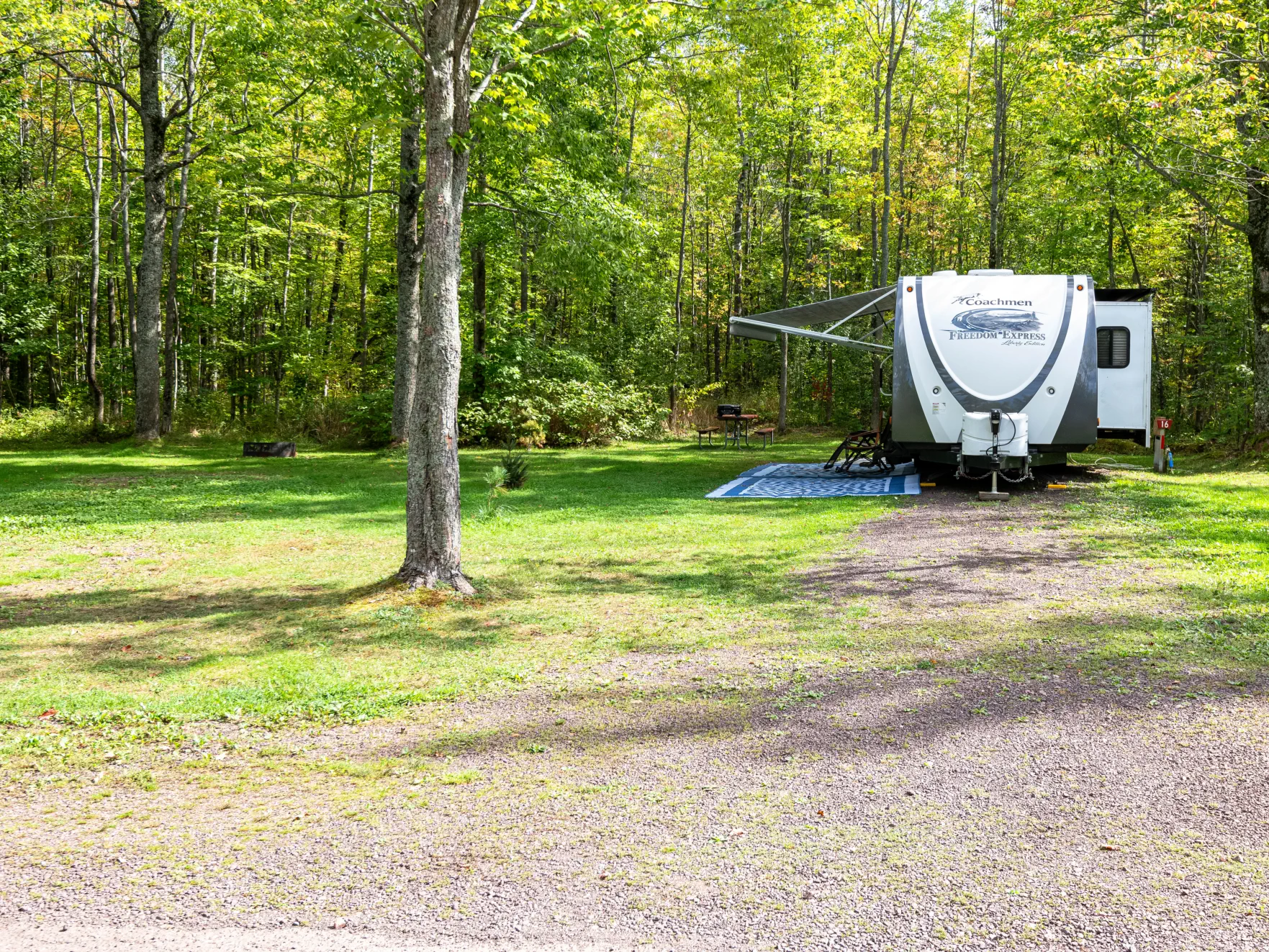 Big Bear Site #16 with camper fully set up Big Bear Site #16 with camper fully set up